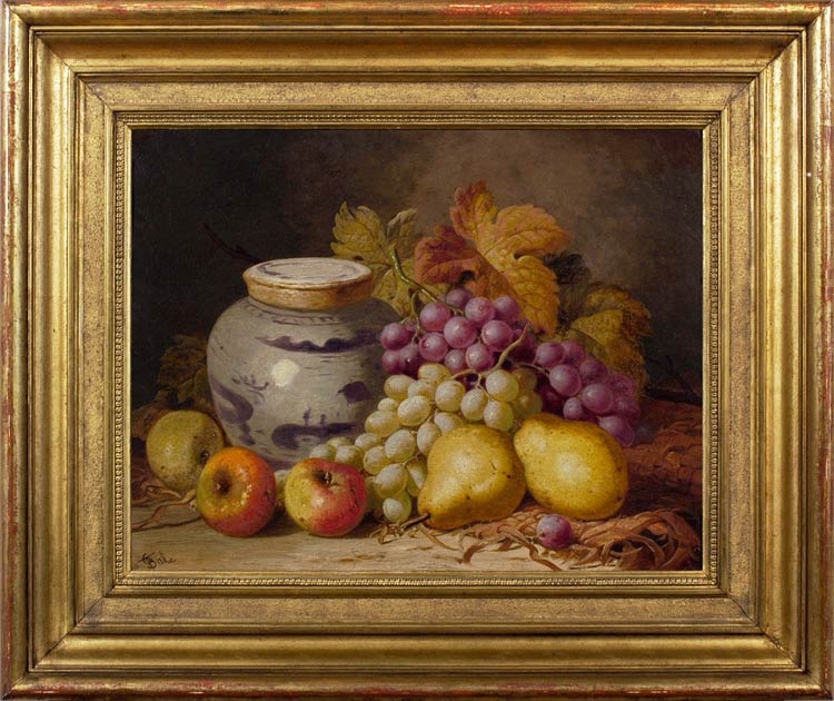Still life of pears, apples, grapes and a Chinese jar, Charles Thomas Bale